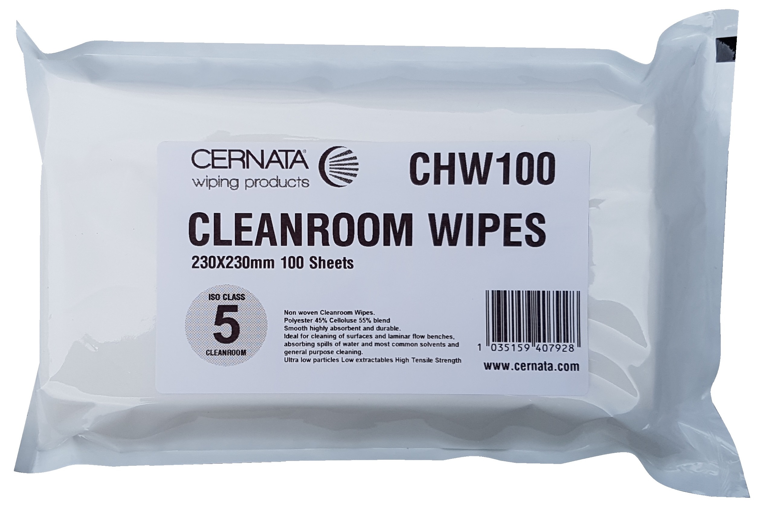 CERNATA� Lint Free Wipes in Pouch Pack 23x23cms 100 Wipes